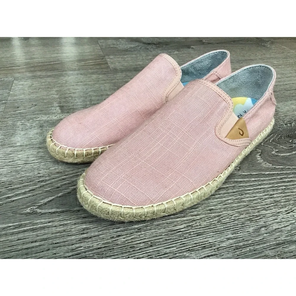 Olukai Kaula Pa'a Kapa Women's Size 7 Slip On Espadrille Flats Shoes Pink Casual